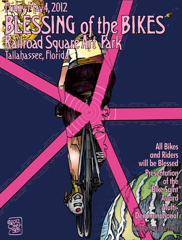 2012 Blessing of the Bikes Poster, Bike blinks in space.