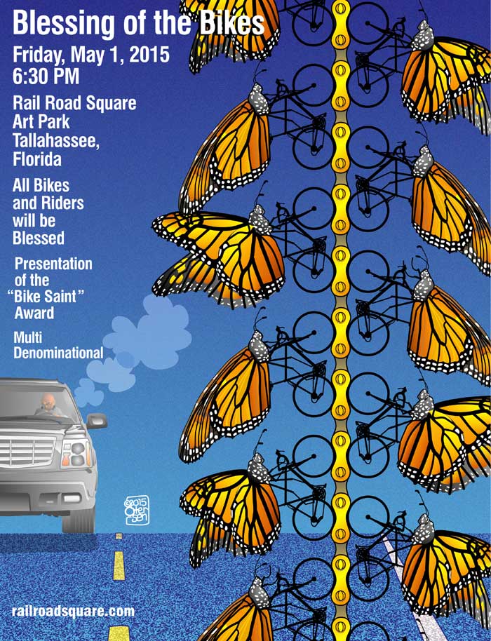 2015 Blessing of the Bikes Poster, Butterfly bicyclists.